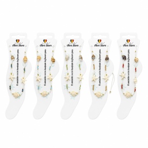 Set 12 bratari de picior Roxe, 20cm, model scoica stea si testoasa, culori aleatorii, reglabile