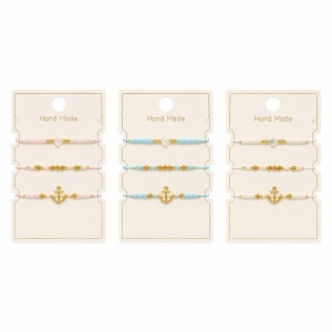 Set 12 Brățări Trio Handmade cu Ancora – 16 cm, Reglabile, Culori Diferite
