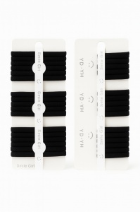 Set 12 carduri elastice par negre, 6 pe card, elastice moi si rezistente