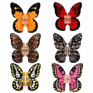 Set 12 Clești de Păr Fluture 7,5 cm – Clame Colorate, Diverse Modele