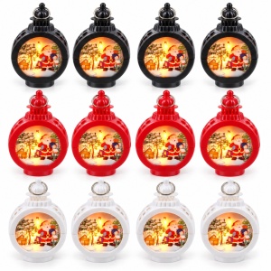 Set 12 felinare decorative cu LED de Crăciun, diferite culori, 9,5x7 cm - Img 2