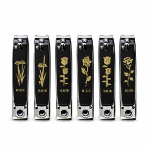 Set 12 unghiere profesionale RIGE din otel inoxidabil, design negru cu auriu - Img 2