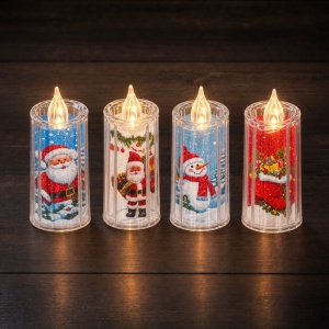 Set 24 lumânări LED decorative de Crăciun, fără flacără, diverse modele, plastic, 8x4cm - Img 4