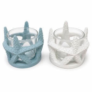 Set 4 Suporturi pentru Lumânări cu Stea de Mare – Suvenir Decorativ Marin