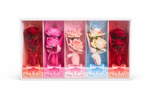 Set 5 flori artificiale cu ambalaj cadou, bucata, Happy Every Day, 24.5 x 9.5 cm - Img 2
