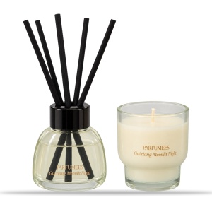 Set aromaterapie cu lumânare parfumată și difuzor cu bețișoare, aromă vanilie, verde, 24 x 16 cm - Img 2