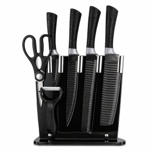 Set cutite bucatarie 6 piese cu foarfeca si curatator, 28x9 cm - Img 3