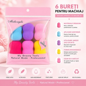 Set de 6 Bureței pentru Machiaj Profesional – Multicolor, Ultra Moi și Reutilizabili - Img 2
