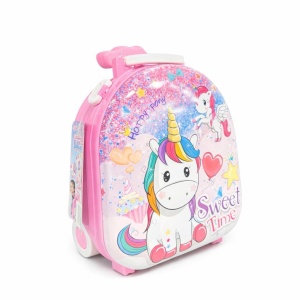 Set de infrumusetare pentru fetite tip troler cu accesorii, unicorn roz