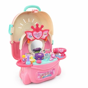 Set jucarie fete, masuta bijuterii si accesorii, tip ghiozdan, 35cm - Img 2
