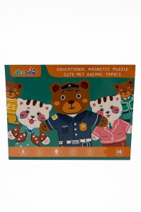 Set Magnetic Educativ cu Puzzle si Tablita de Scris , Cute Pet Animal Topics, 22.5x16.5cm