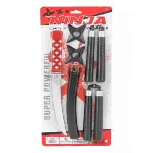 Set Ninja pentru Copii , Sabie, Nunchaku si Stele Ninja , 44x22 cm - Img 2
