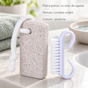 Set piatră ponce și periuță de unghii IDei, 2 bucăți, culoare aleatorie - Img 2