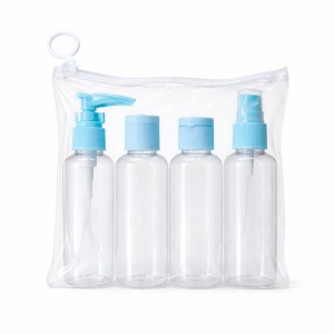 Set recipiente cosmetice de călătorie, 4 bucăți, albastru/roz - Img 3
