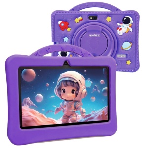 Tableta pentru copii 7 inch Android, 4GB RAM, 128GB, husa silicon, camera dubla, mov