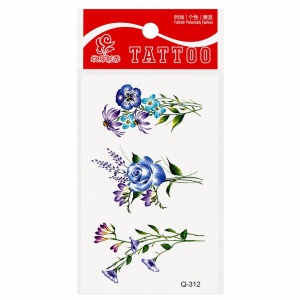 Tatuaj Temporar Semipermanent Flori Albastre 10 cm