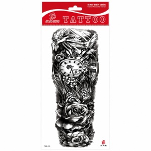 Tatuaj Temporar Semipermanent Trandafiri, Ceas Vintage și Porumbei – 45 cm