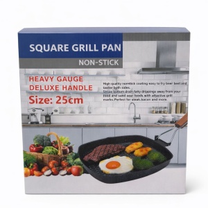 Tigaie grill patrata 25 cm cu strat antiaderent si maner din lemn - Img 2