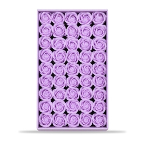 Trandafiri de săpun parfumați, set 50 de bucăți, lila, 5cm - Img 2
