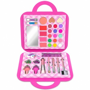 Trusă de Machiaj Unicorn pentru Copii, 24 Piese – Set Machiaj cu Oglindă, Pensule și Accesorii - Img 3