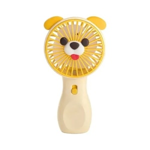 Ventilator portabil copii catel galben, reincarcabil USB, mini ventilator compact