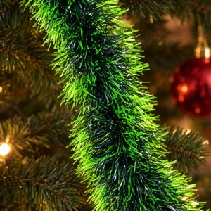 Beteală de Crăciun pentru brad, verde bicolor, plastic, lungime 200 cm, diametru 15 cm - Img 4