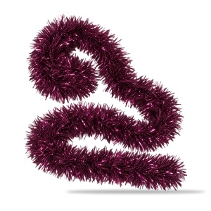 Beteală de Crăciun pufoasă, culoare bordo, plastic metalizat, diametru 9 cm, lungime 2 m - Img 2