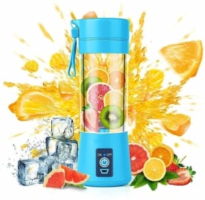 Blender portabil electric pentru smoothie si sucuri, reincarcabil USB 2000mAh, albastru