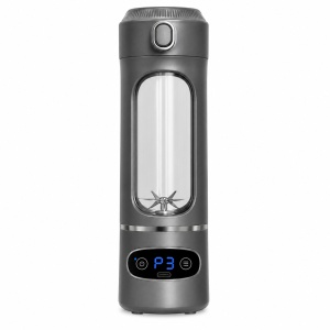 Blender portabil USB pentru smoothie, 12 lame inox, afisaj digital, gri - Img 6