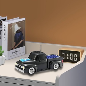 Boxa portabila Bluetooth masina vintage, radio FM, panou solar, USB, TF, lumini LED, negru - Img 6