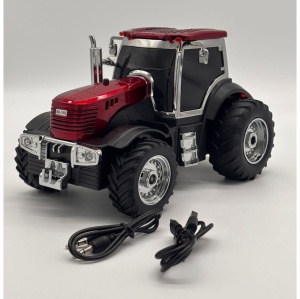 Boxa portabila Bluetooth tractor vintage, radio FM, USB, TF, AUX, TWS, lumini LED, rosu rubin - Img 5