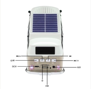 Boxă portabilă Bluetooth WSTER în formă de microbuz retro, cu încărcare solară, gri - Img 7