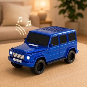 Boxa portabila wireless model masina SUV, 8W, Bluetooth, radio FM, USB, TF, albastra - Img 3