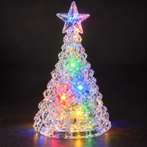 Brăduț decorativ de Crăciun cu LED multicolor, set 12 bucăți, baterii, 8,5x4,5 cm - Img 4