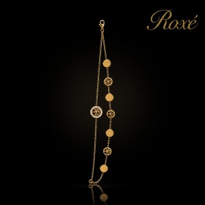 Bratara aurie Roxé cu discuri si elemente decupate, reglabila 17.5+4 cm