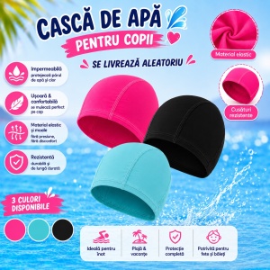 Cască de Înot pentru Copii, Mărime Universală, Material Elastic și Impermeabil, Culoare Aleatorie - Img 2