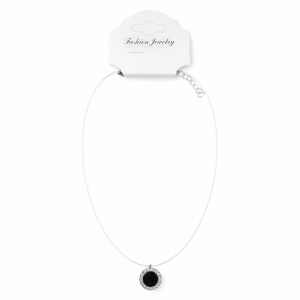 Colier invizibil Roxe cu pandantiv rotund negru reglabil 40cm