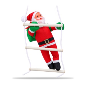 Decorațiune de Crăciun Moș Crăciun cățărător pe scăriță, textil și plastic, 55 × 25 cm - Img 3