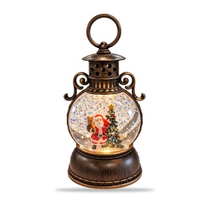 Felinar decorativ de Crăciun, cu lumini LED si muzica, 23x8 cm - Img 2