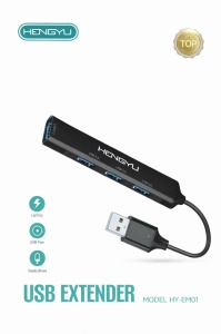 Hub USB Hongyu HY-EM01, 4 porturi USB 3.0, adaptor extindere USB pentru laptop și PC, negru - Img 2