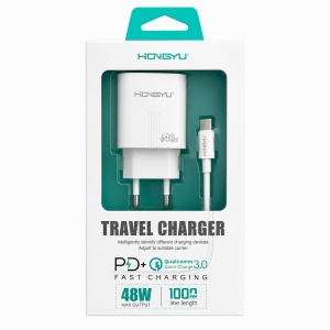 Încărcător Rapid 48W USB-C și USB-A cu Quick Charge și Power Delivery – Cablu Inclus