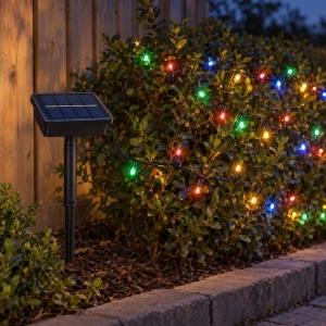 Instalație de Crăciun solară, 100 LED-uri multicolore, fir negru - Img 3