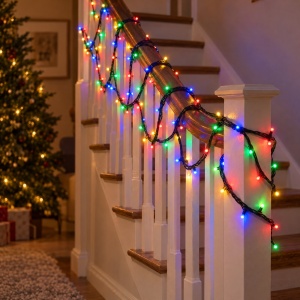 Instalație de Crăciun tip rolă, 50 m, 240 LED-uri multicolore, fir negru - Img 5
