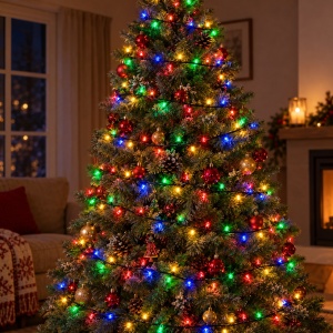 Instalație LED tip rolă, 100 m, 480 LED multicolore in forma de diamant, fir negru - Img 3