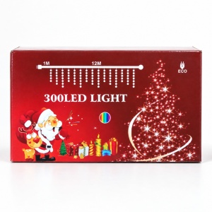 Instalatie luminoasa de Craciun tip turturi, 300 LED, multicolor, 13m, fir alb - Img 4