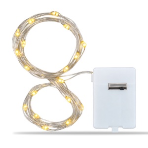 Instalație luminoasă LED, 20 LED-uri, fir argintiu de 2 m, lumină albă caldă - Img 2