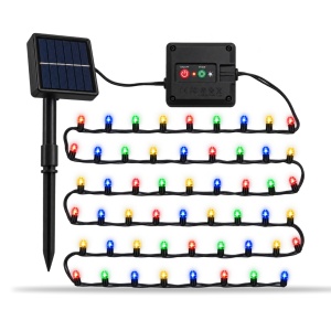 Instalație solară de Crăciun tip liniar, 100 LED-uri diamant multicolore, fir negru, 12 m - Img 5