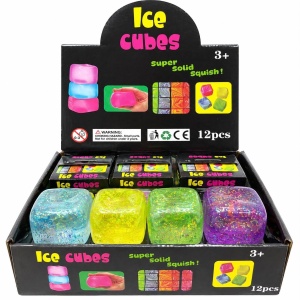 Jucărie Antistres Cub Squishy cu Sclipici, Model Aleatoriu, Elastică și Moale, Cub Colorat pentru Copii - Img 2