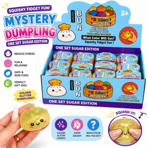Jucărie Antistres Mini Squishy Dumpling Mystery Cu Sclipici 5,5cm – Gălușcă Squishy Surpriză, Super Moale - Img 2