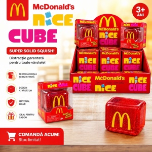 Jucărie Antistres NeeDoh Nice Cube Roșu cu Galben – Cub Squishy Elastic pentru Relaxare și Distracție - Img 3